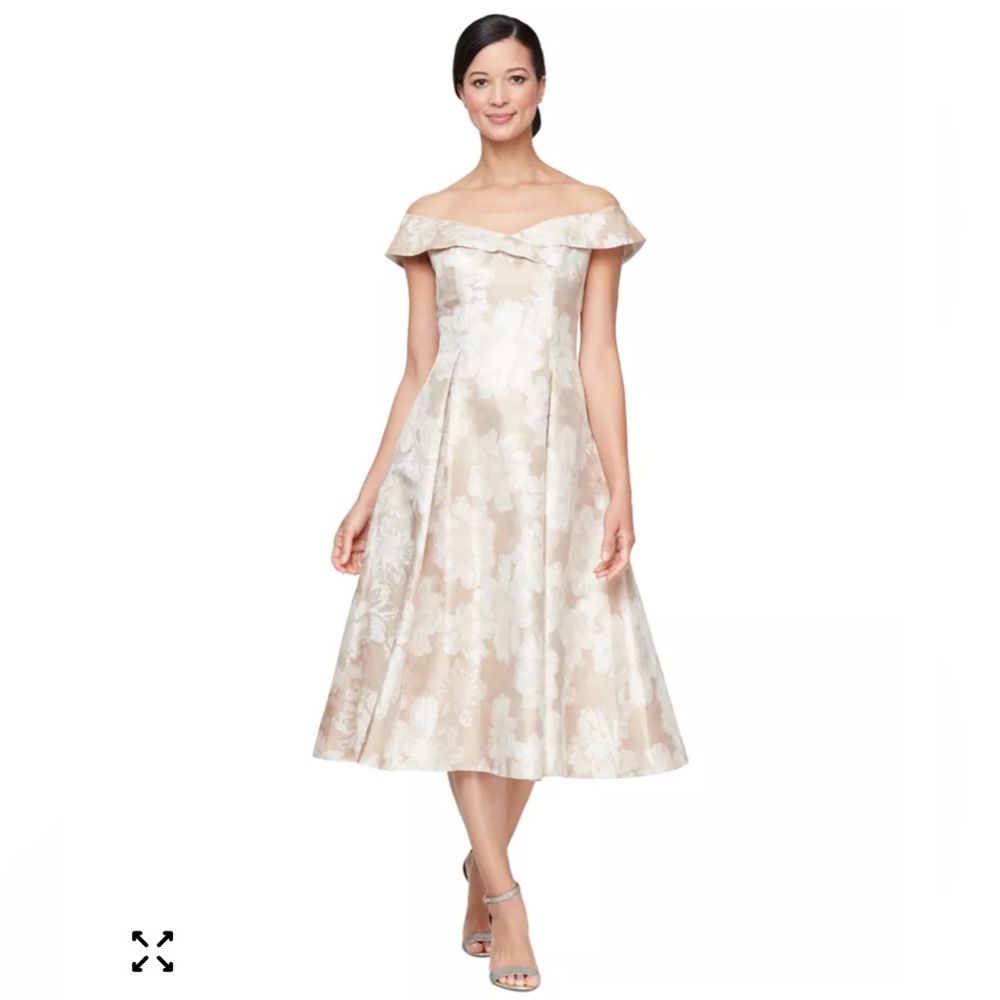 Alex Evenings Off-Shoulder Floral Midi Dress